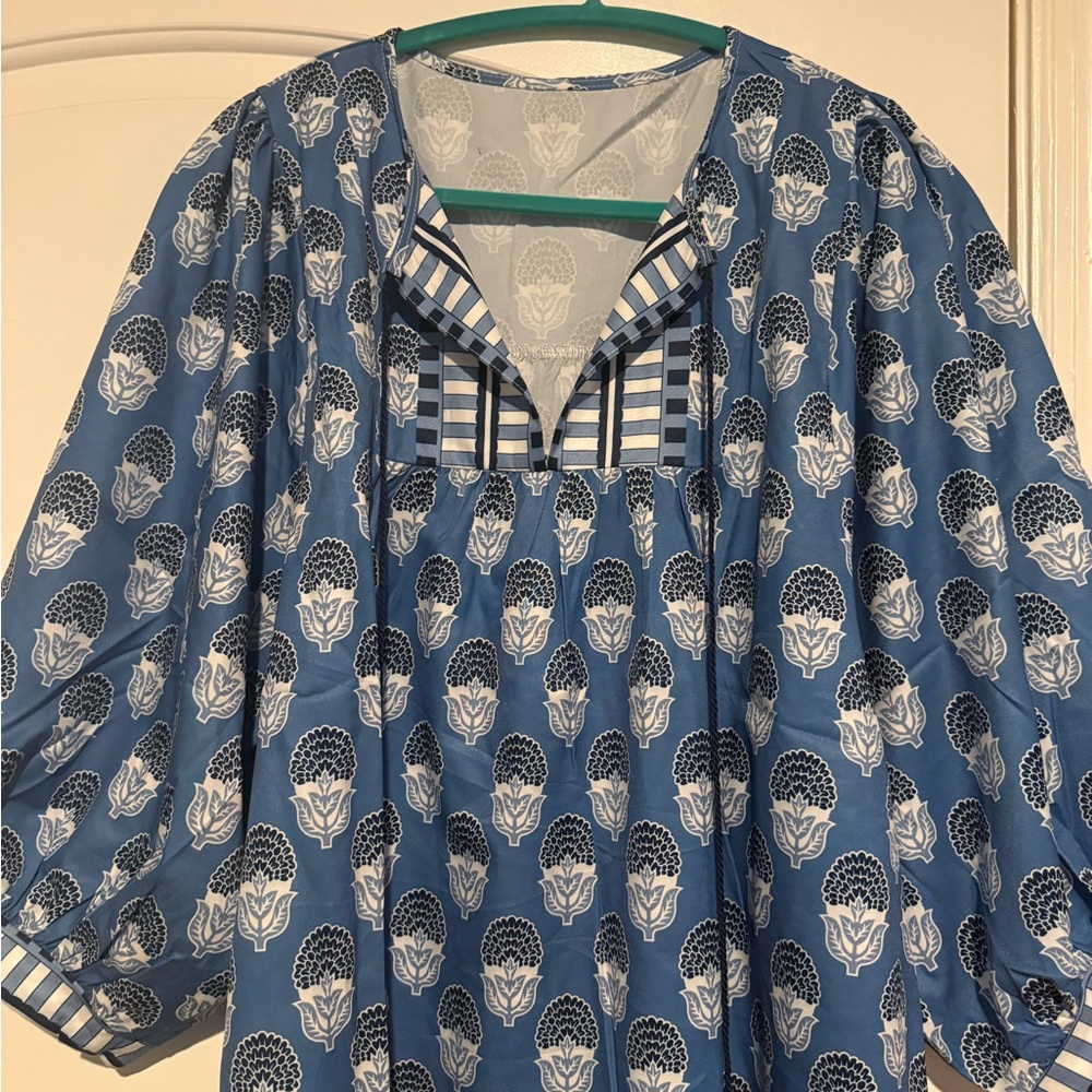 Blue Patterned Women's Top